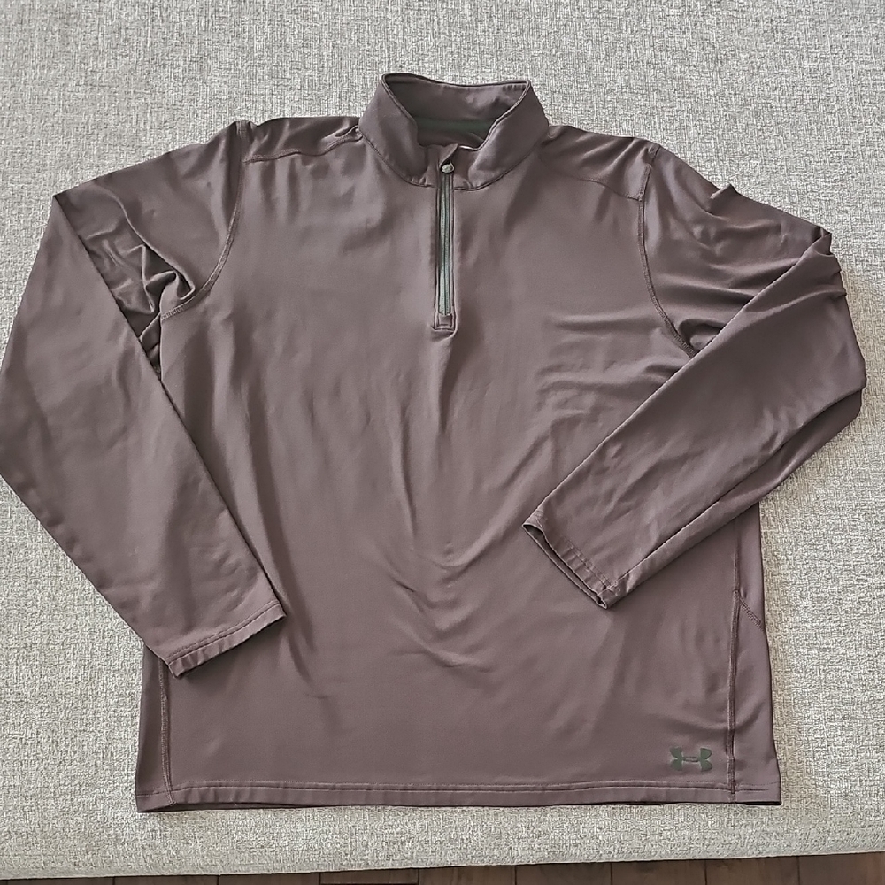 Under Armour Loose Men's Dark Brown Quarter-Zip Shirt Size L Large